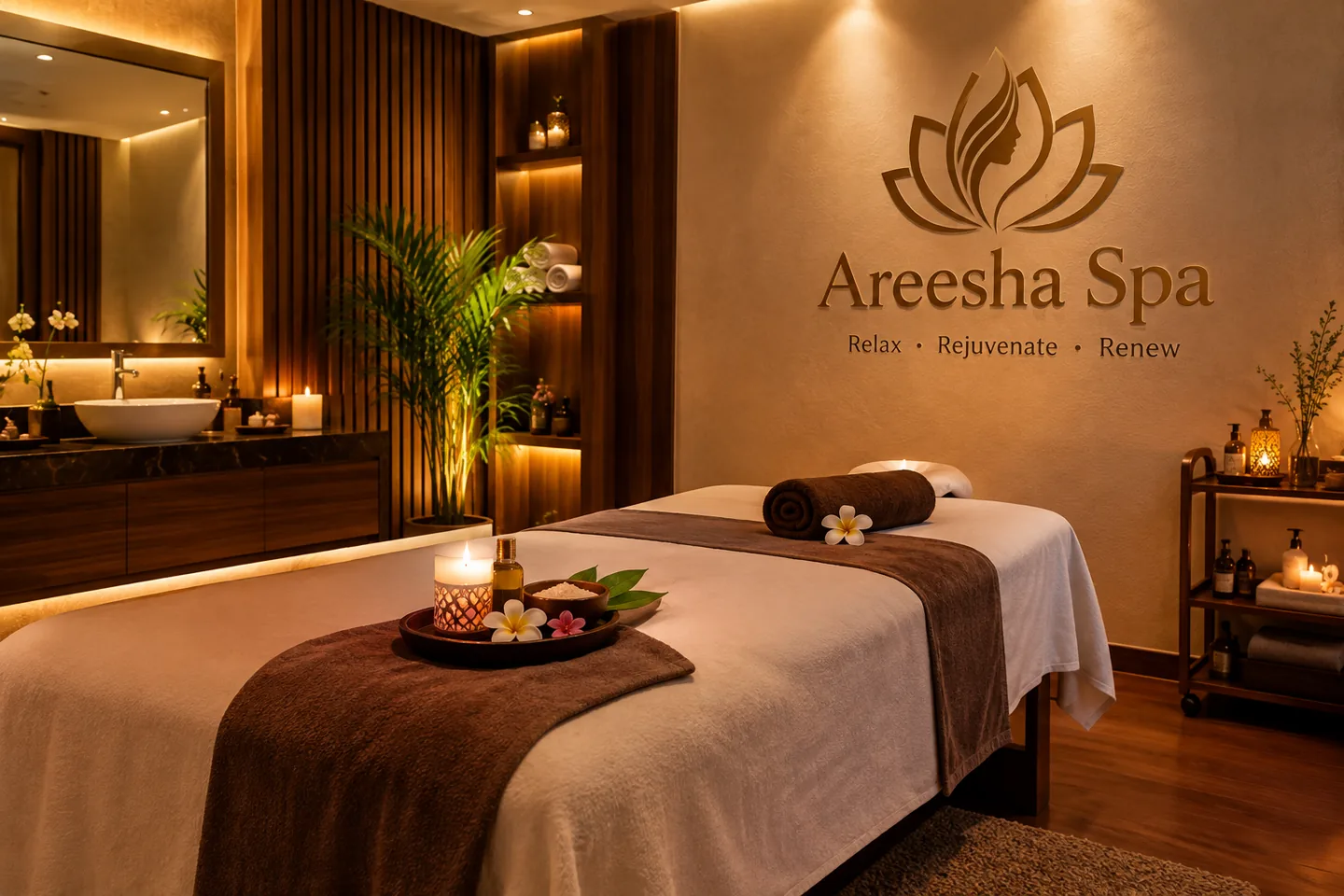 A guest receiving a massage in a quiet spa setting